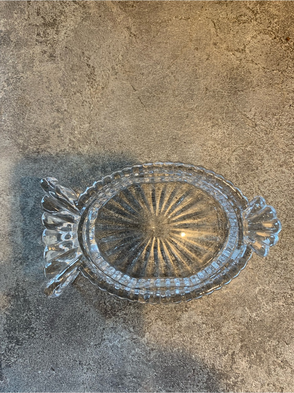 Clear Glass Decorative Candy Dish with Scalloped Handles